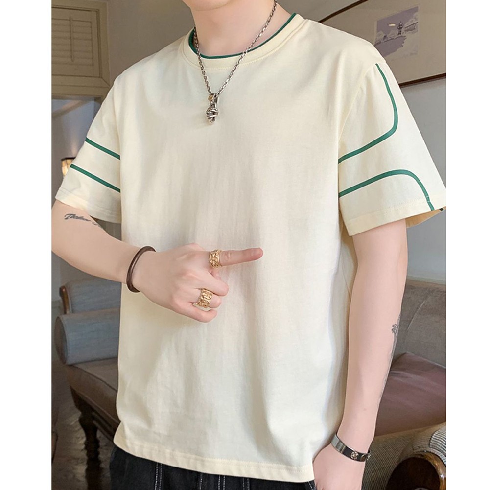 Casual Wear Men O-neck T-shirt Breathable Loose Tee Comfortable Fabric - Picture 15 of 24