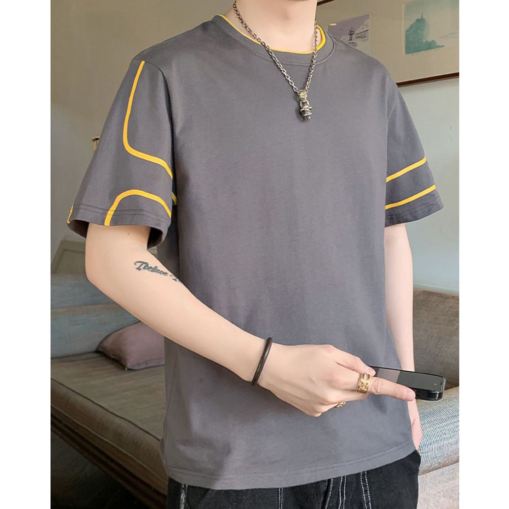 Casual Wear Men O-neck T-shirt Breathable Loose Tee Comfortable Fabric - Picture 18 of 24