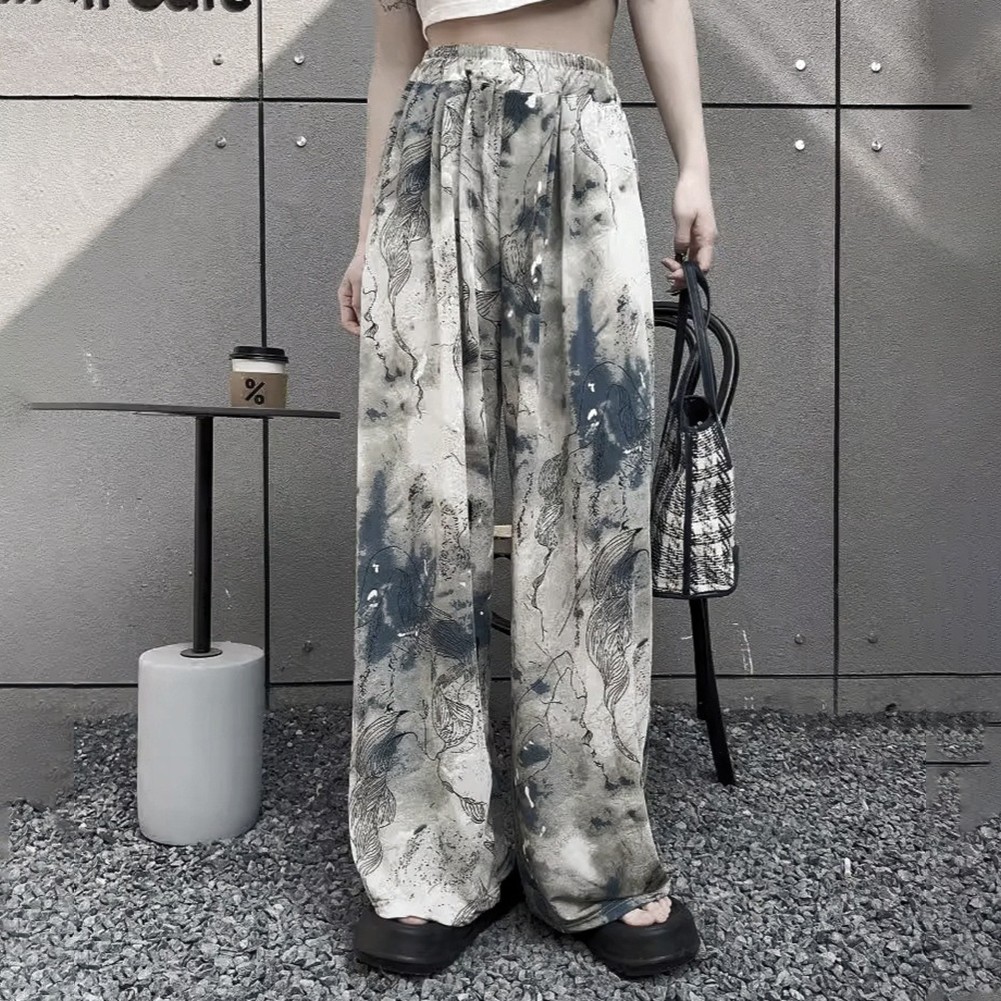 Trendy Women High Waist Drape Pants Ink Painting for Spring Summer Fall - Bild 14 von 14