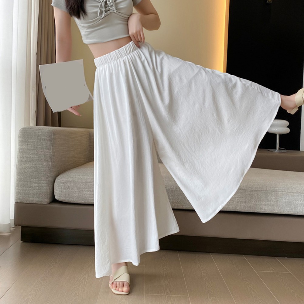 Brand New Condition Ice Silk Trousers Summer Wide Leg Pants Women Pleated Skirt