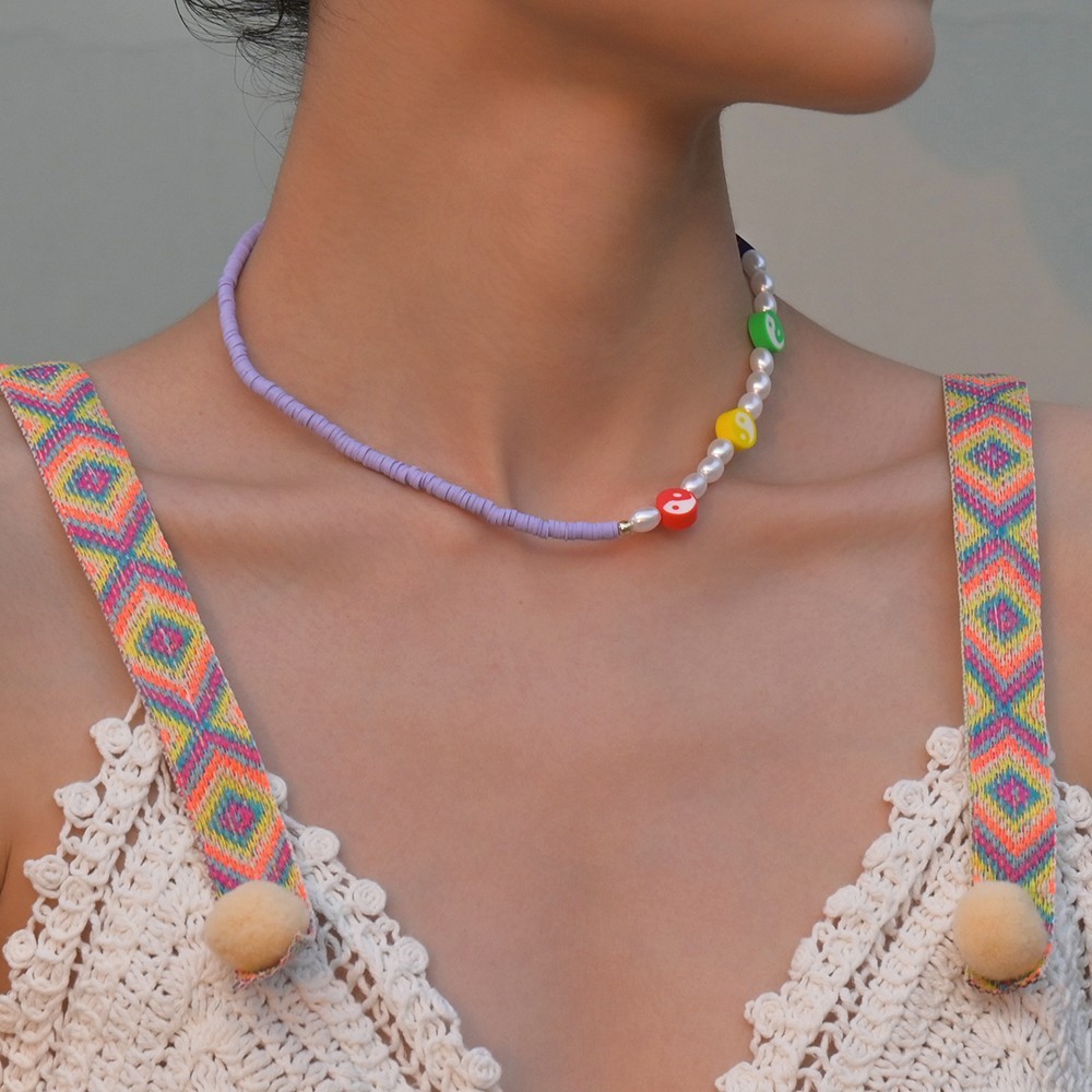 Colorful Bohemian Necklace Featuring Turquoise Starfish and Rice Beads - Picture 22 of 36
