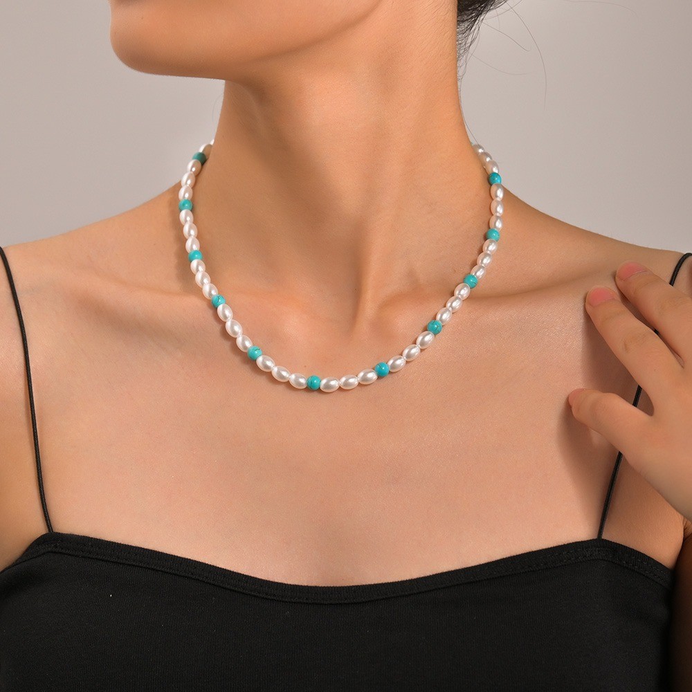 Colorful Bohemian Necklace Featuring Turquoise Starfish and Rice Beads - Picture 32 of 36