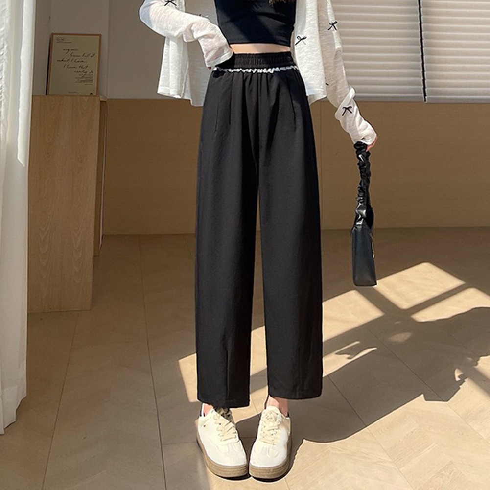 High Waist Harem Pants Casual Outing Leisure Style Regular Length Solid Pattern - Picture 47 of 63