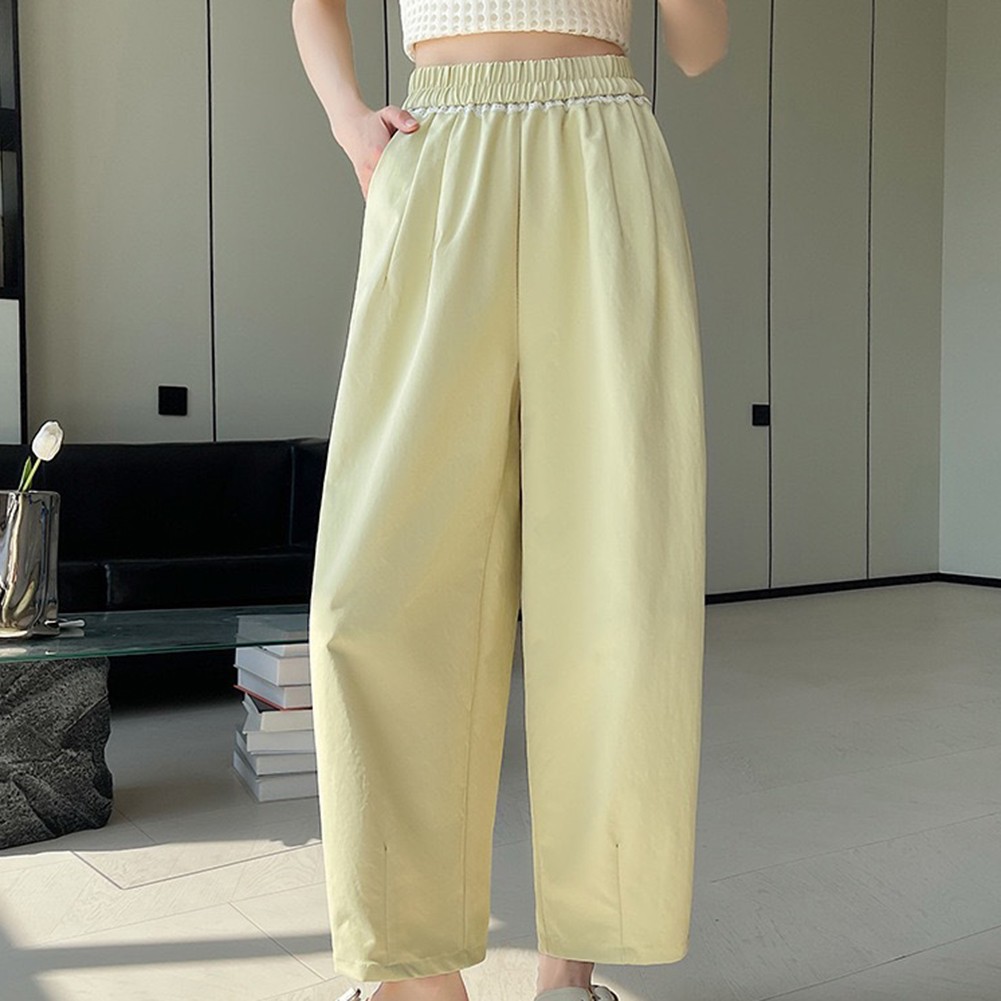 High Waist Harem Pants Casual Outing Leisure Style Regular Length Solid Pattern - Picture 26 of 63
