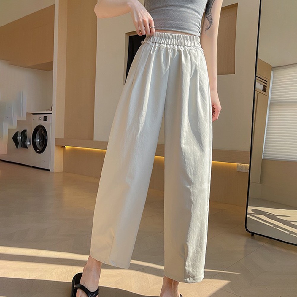 High Waist Harem Pants Casual Outing Leisure Style Regular Length Solid Pattern - Picture 41 of 63