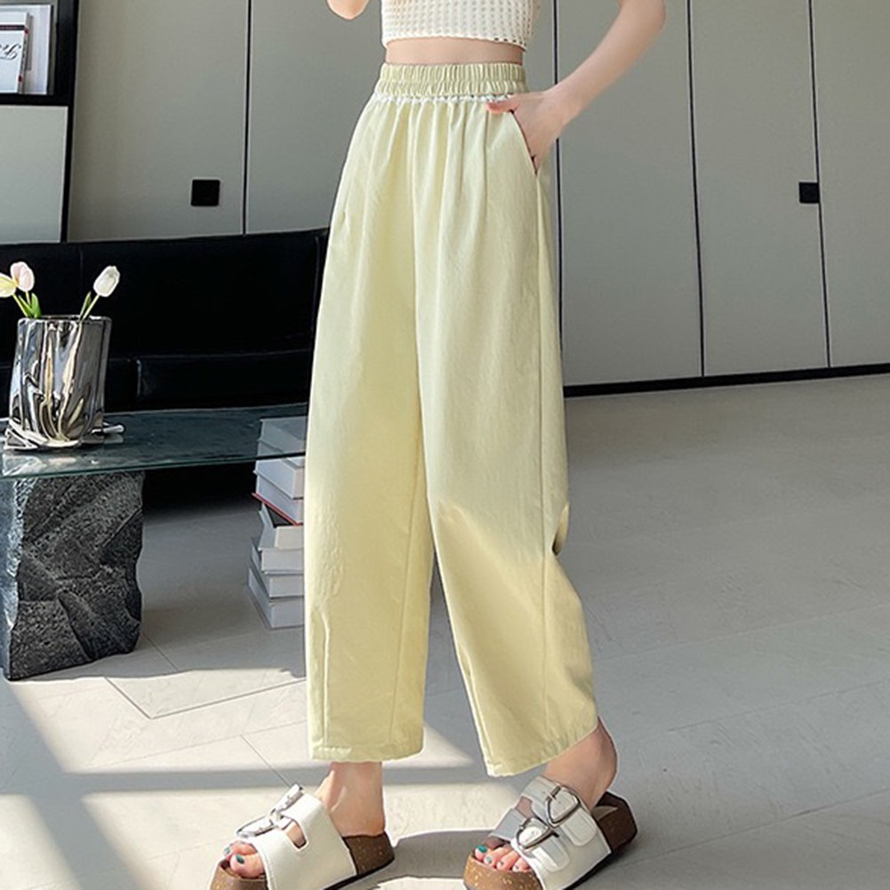 High Waist Harem Pants Casual Outing Leisure Style Regular Length Solid Pattern - Picture 23 of 63