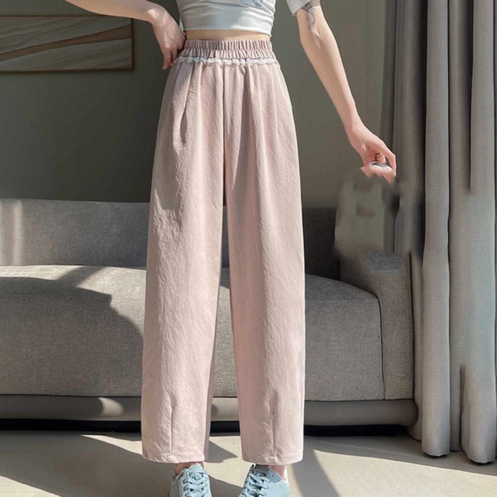 High Waist Harem Pants Casual Outing Leisure Style Regular Length Solid Pattern - Picture 57 of 63