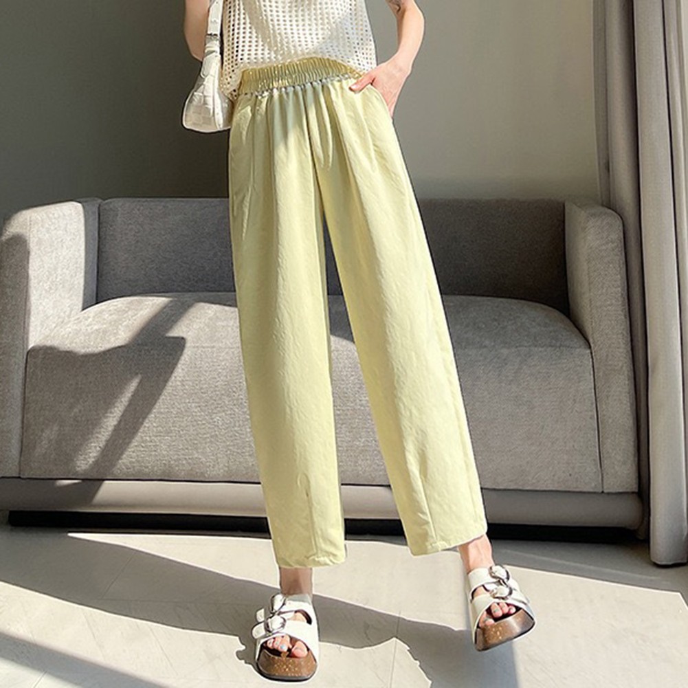 High Waist Harem Pants Casual Outing Leisure Style Regular Length Solid Pattern - Picture 22 of 63