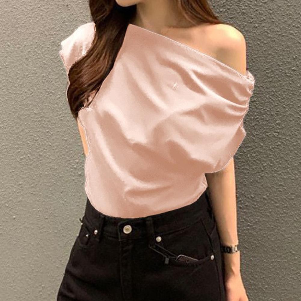 One Shoulder Casual Top for Women in Solid Color Great for Summer Wear - Picture 7 of 8