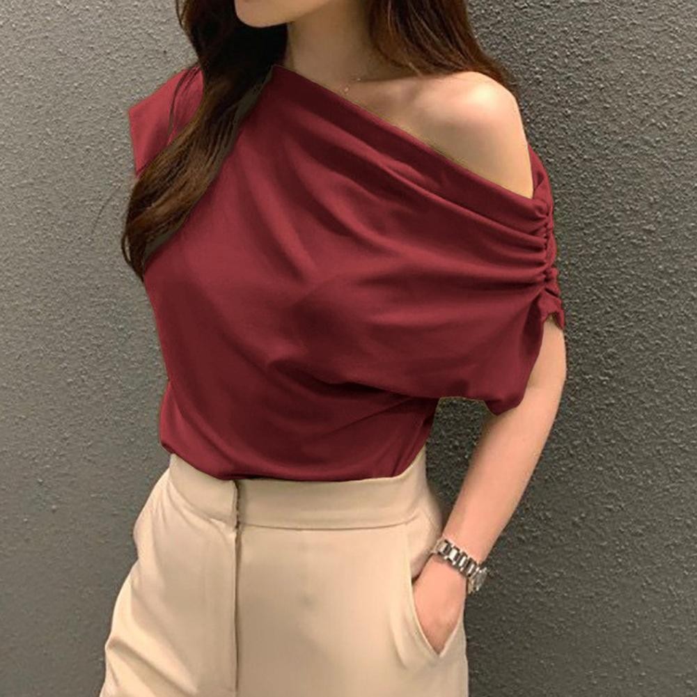 One Shoulder Casual Top for Women in Solid Color Great for Summer Wear - Picture 8 of 8