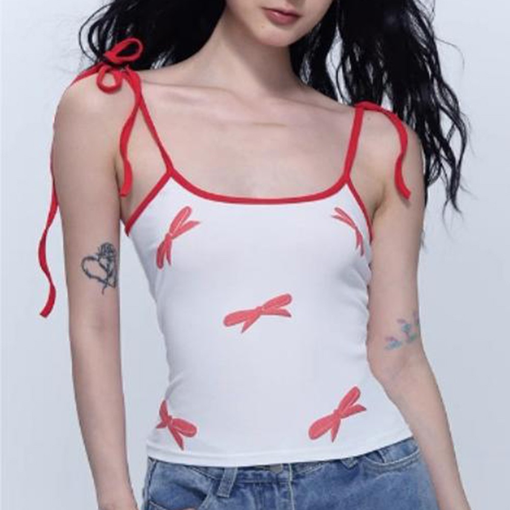 Women Summer Kawaii Bow Vintage Style Crop Tops for Effortless Fashion - Picture 28 of 38