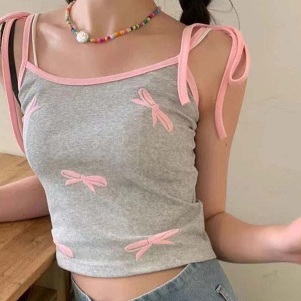 Women Summer Kawaii Bow Vintage Style Crop Tops for Effortless Fashion - Picture 36 of 38