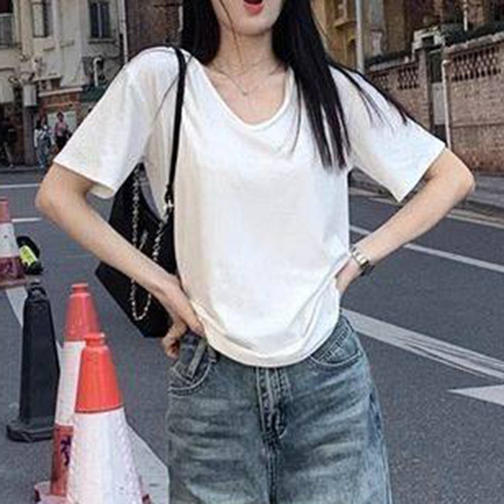 V Neck Short Sleeve Casual T Shirt for Women Perfect for Summer Activities - Picture 21 of 27