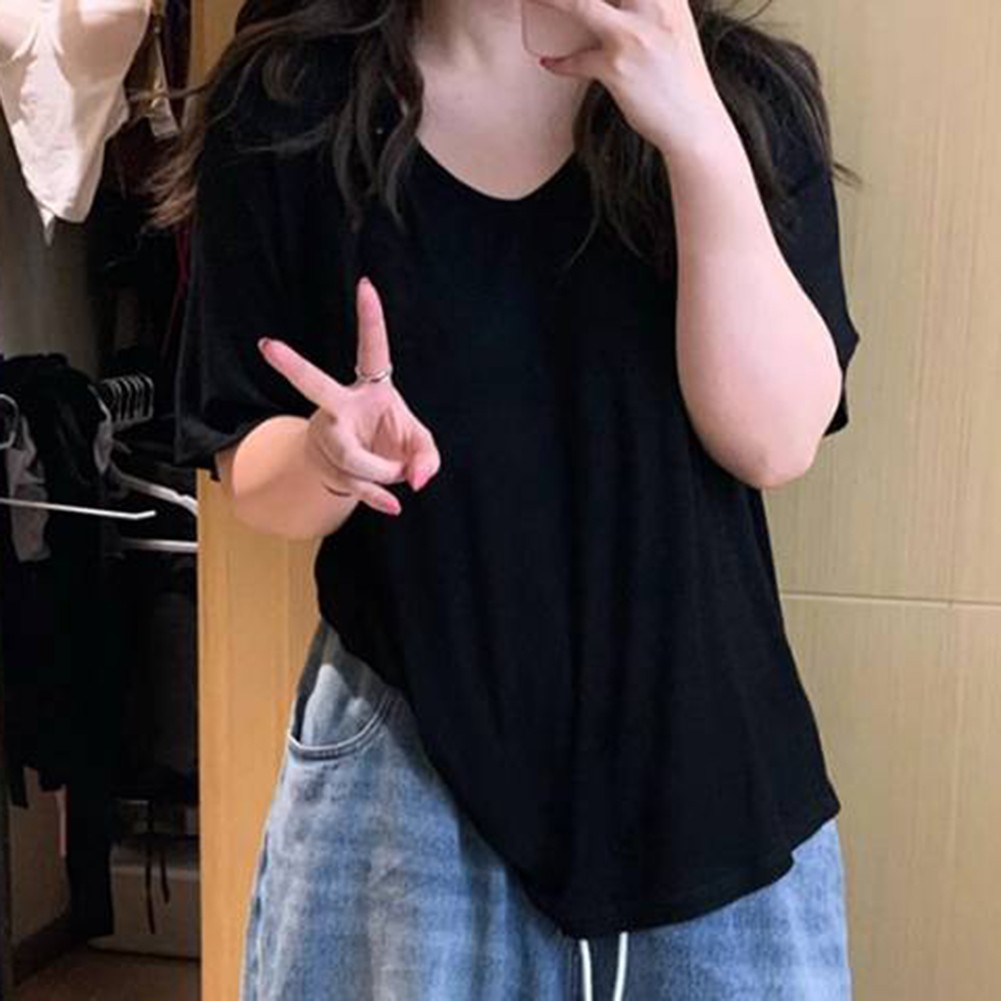 V Neck Short Sleeve Casual T Shirt for Women Perfect for Summer Activities - Picture 26 of 27