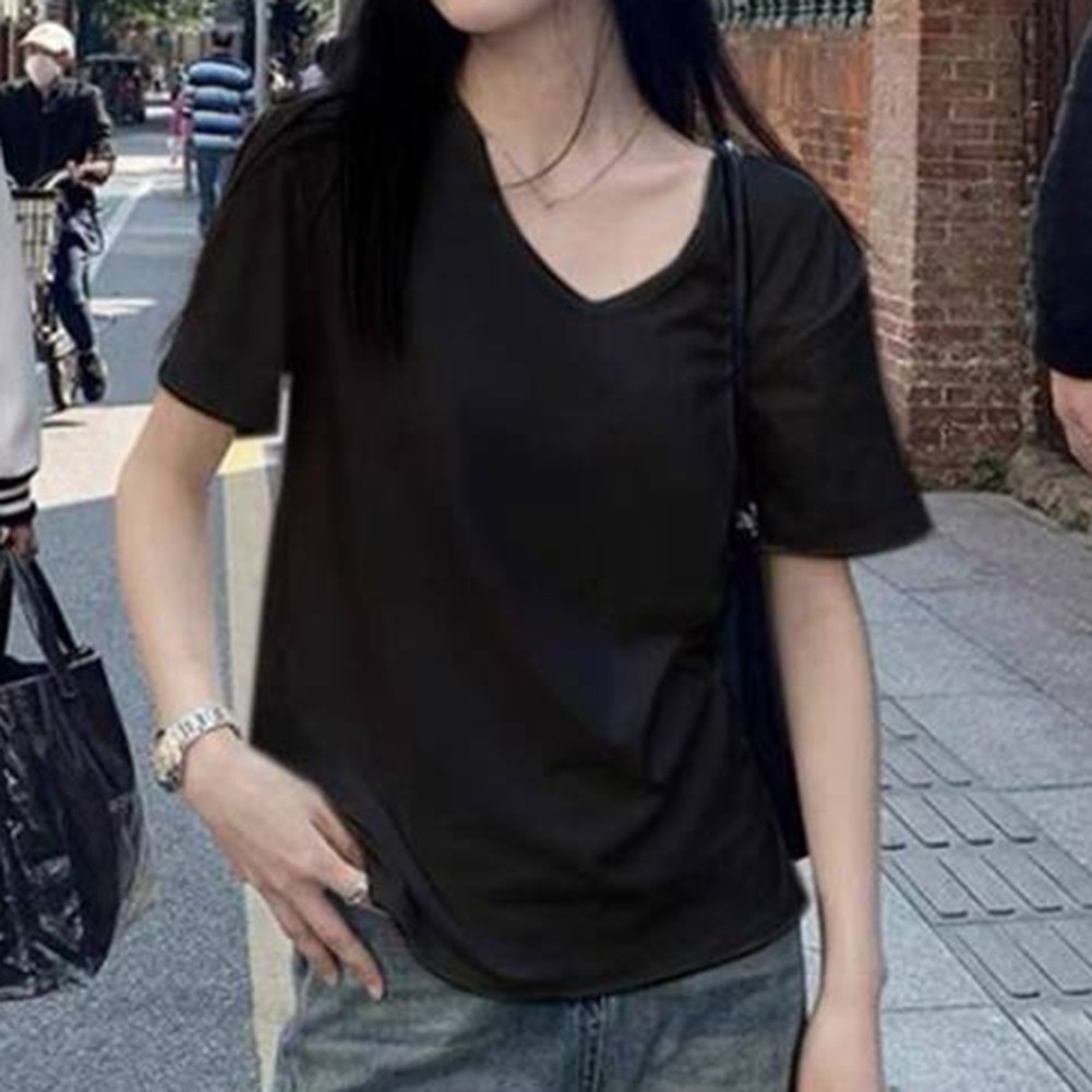 V Neck Short Sleeve Casual T Shirt for Women Perfect for Summer Activities - Picture 25 of 27