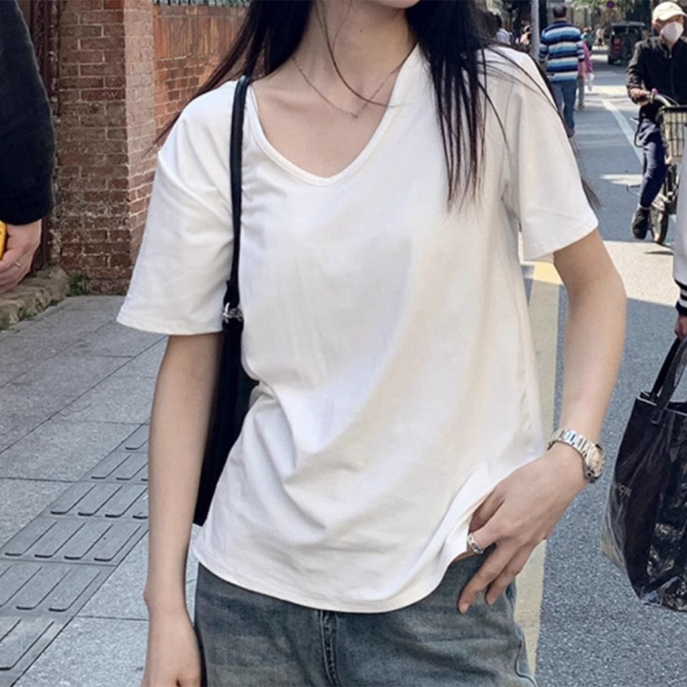 V Neck Short Sleeve Casual T Shirt for Women Perfect for Summer Activities - Picture 15 of 27