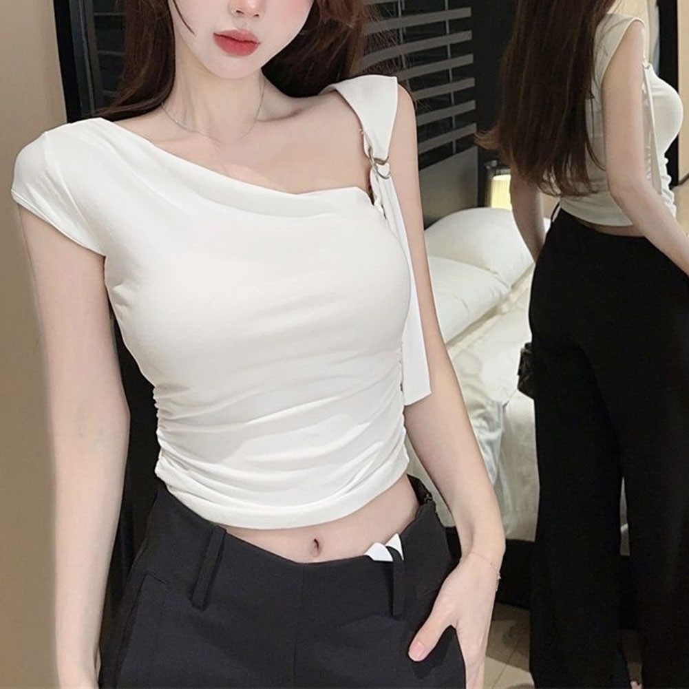 Fun Women Off Shoulder Crop Top T Shirt for Short Sleeves Summer Fashion - Picture 24 of 40