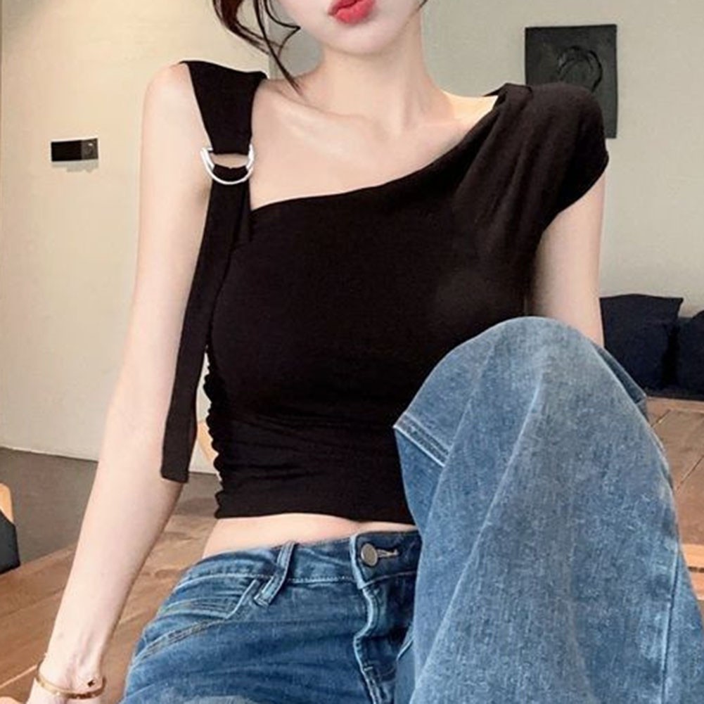 Fun Women Off Shoulder Crop Top T Shirt for Short Sleeves Summer Fashion - Picture 34 of 40