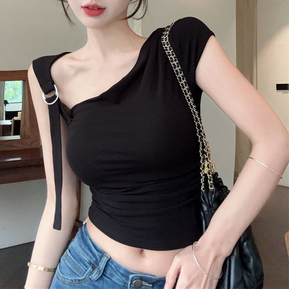 Fun Women Off Shoulder Crop Top T Shirt for Short Sleeves Summer Fashion - Picture 37 of 40