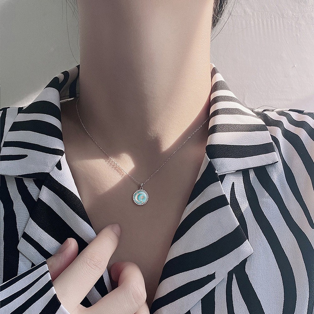 Unique Design Necklace with Celestial Moon and Stars Crafted in Titanium Steel - Picture 14 of 14