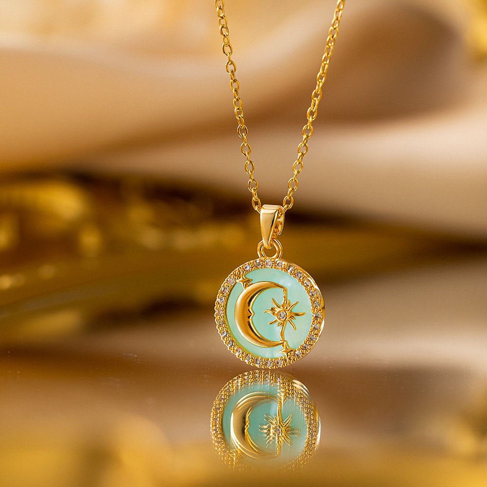 Unique Design Necklace with Celestial Moon and Stars Crafted in Titanium Steel - Picture 13 of 14