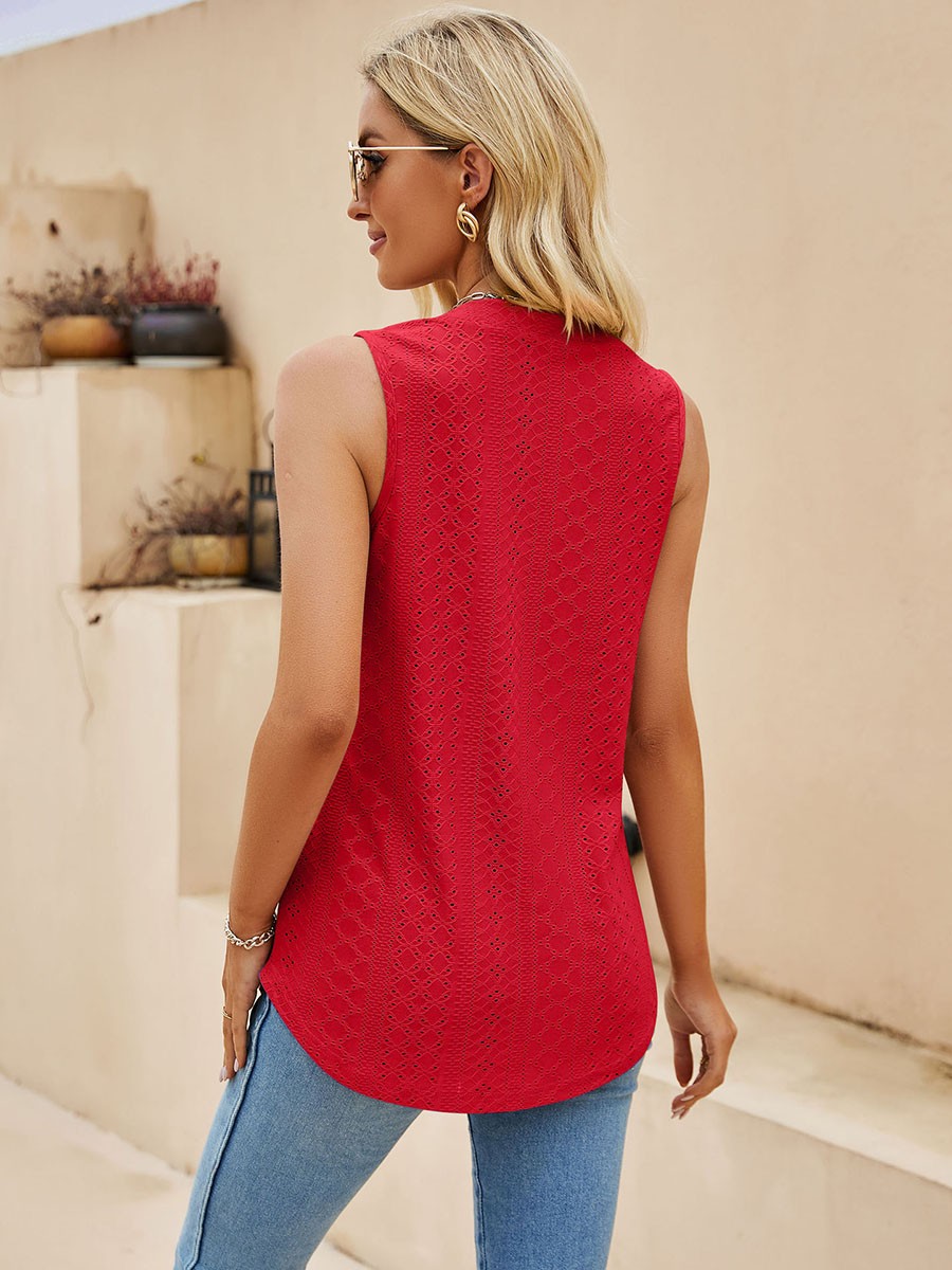 Casual Women V Neck Vest with Breathable Hollowed Design for Spring and Summer - Picture 16 of 72