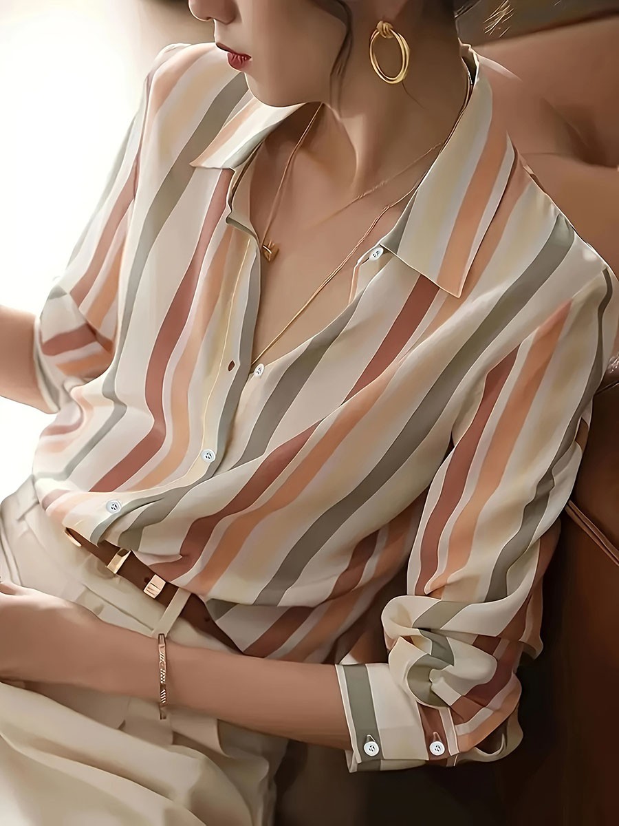 and breathable women's striped shirt for casual and fashion forward styles - Picture 38 of 84