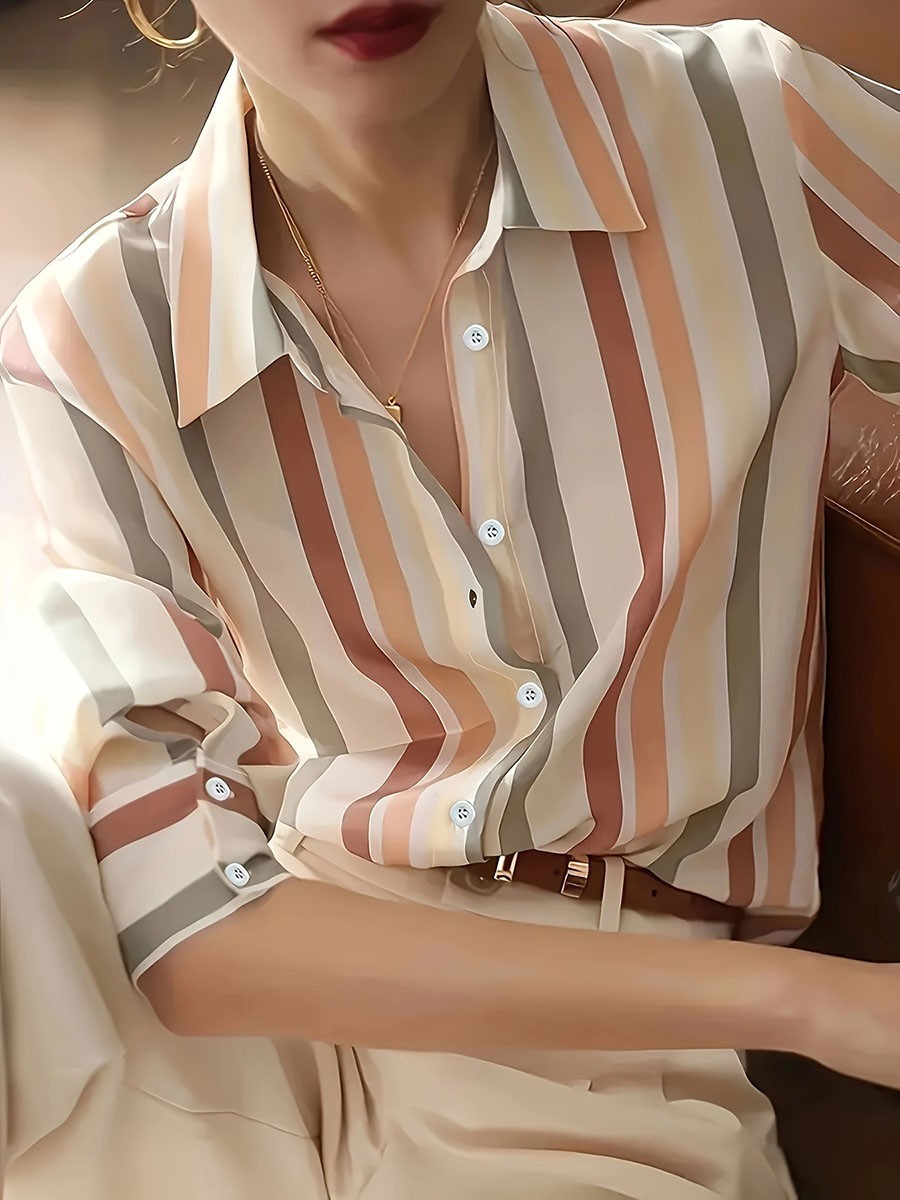 and breathable women's striped shirt for casual and fashion forward styles - Picture 39 of 84
