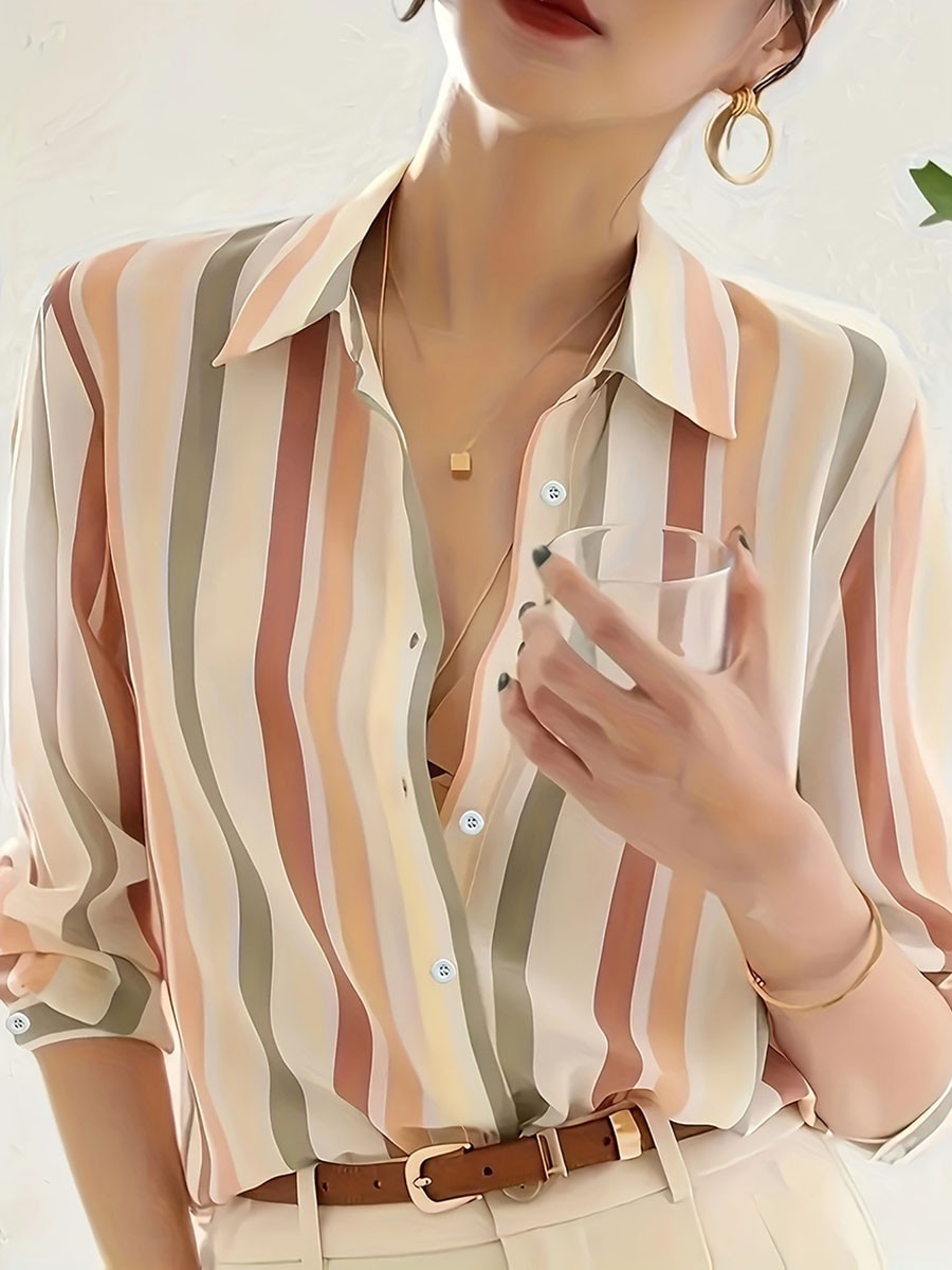 and breathable women's striped shirt for casual and fashion forward styles - Picture 26 of 84