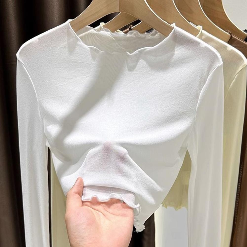 Casual Long Sleeved Top Mesh Ice Silk Shirt Brand New Medium Stretch Elasticity - Picture 13 of 16