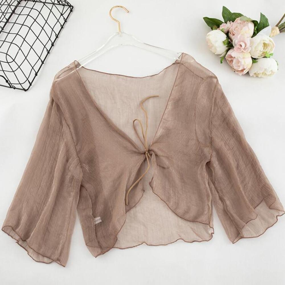 Casual Solid Color Shawl Cardigan for Women Ideal for Summer Activities - Picture 13 of 13