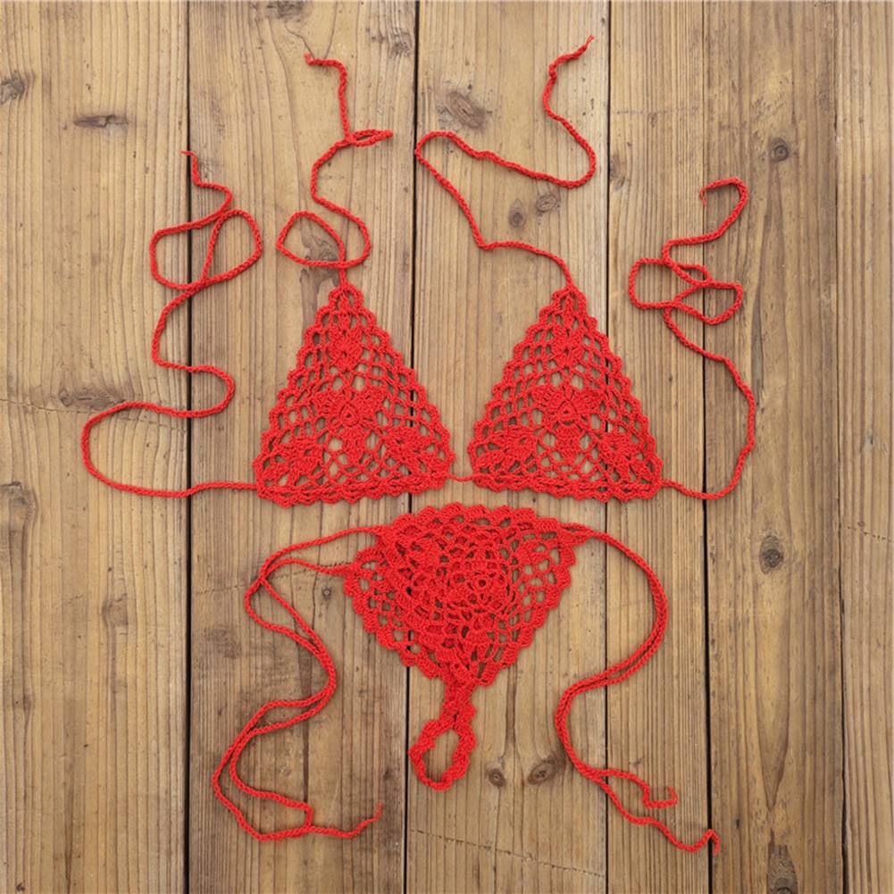 Ensemble maillot de remise bain femme au crochet avec motif maille pour profiter de la