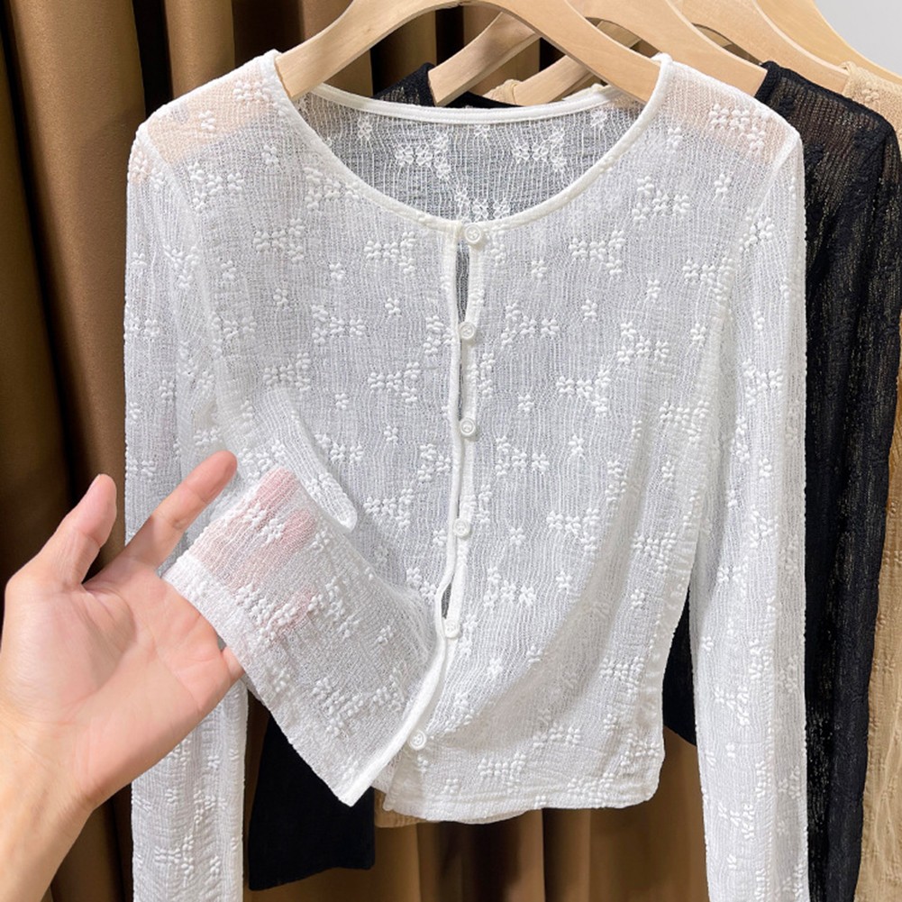 Lightweight Women's Lace Button Cardigan for Spring Summer Autumn Wear - Picture 9 of 26