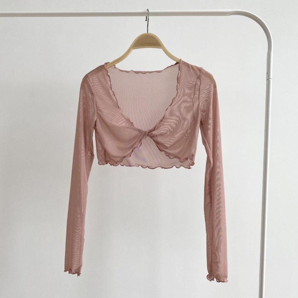 Comfortable Women's V neck Long Sleeve Top with Mesh Hood for Everyday - Picture 7 of 26