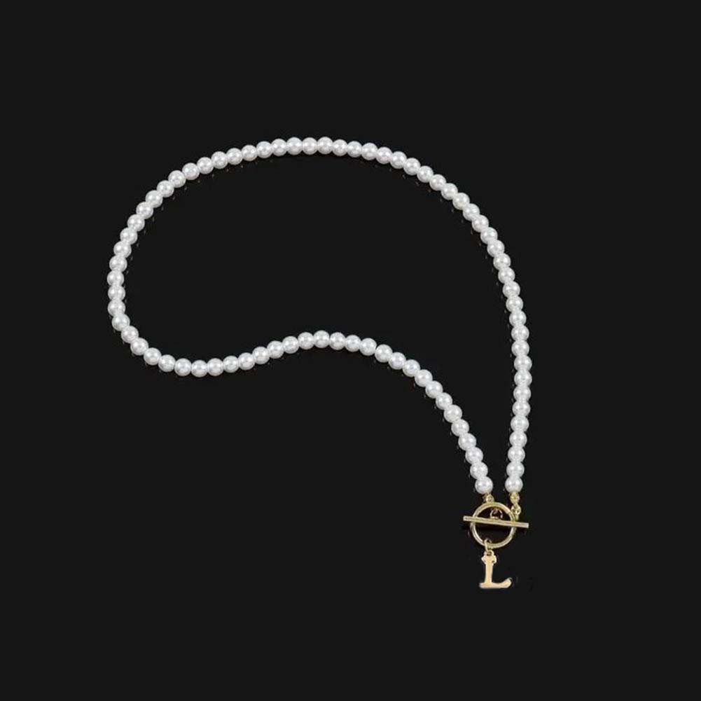 Distinctive Pearl Necklace with 26 Letter Diamond Pendants for Chic Style