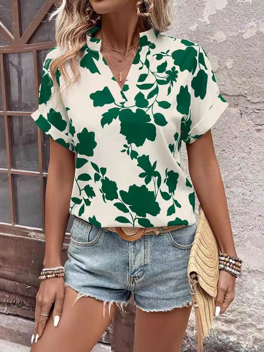 Floral bat sleeve T shirt for women perfect for casual outings and parties - Picture 17 of 72