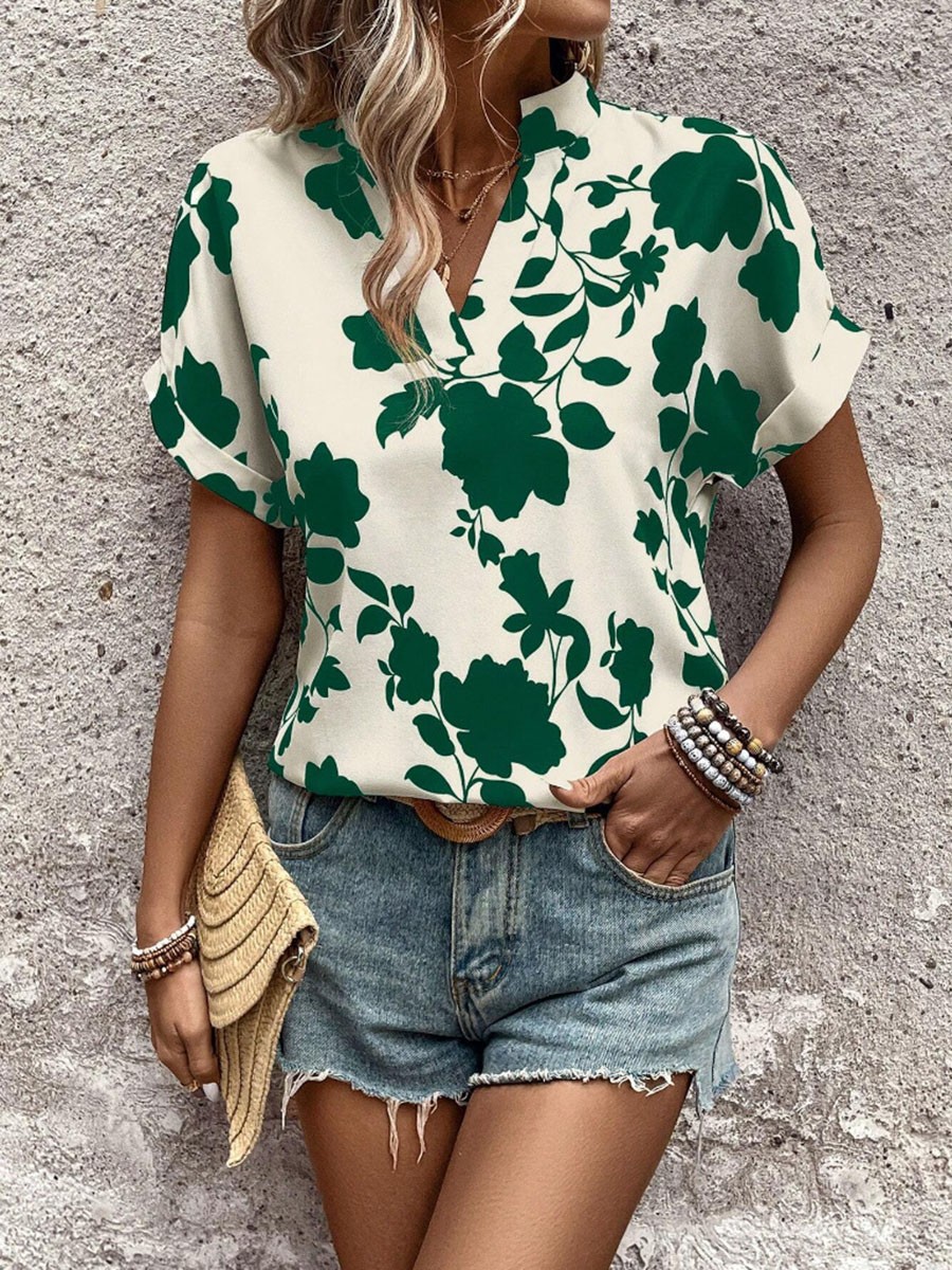 Floral bat sleeve T shirt for women perfect for casual outings and parties - Picture 18 of 72
