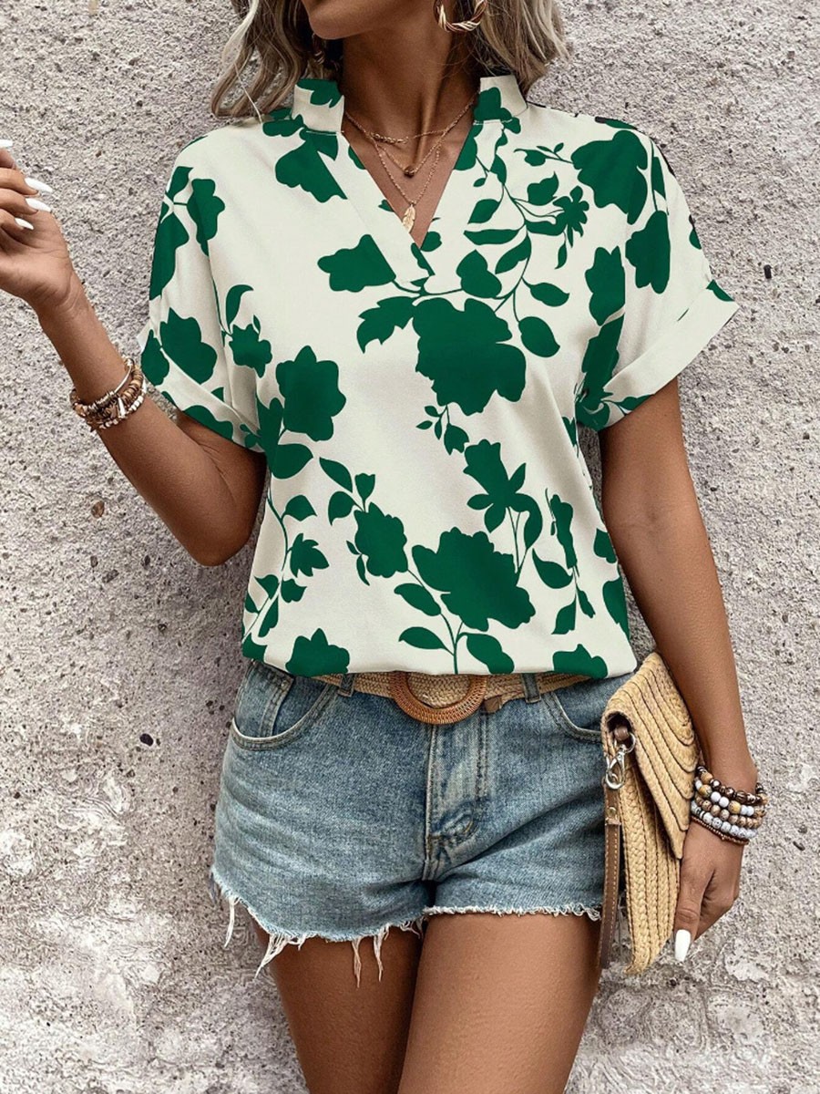 Floral bat sleeve T shirt for women perfect for casual outings and parties - Picture 16 of 72