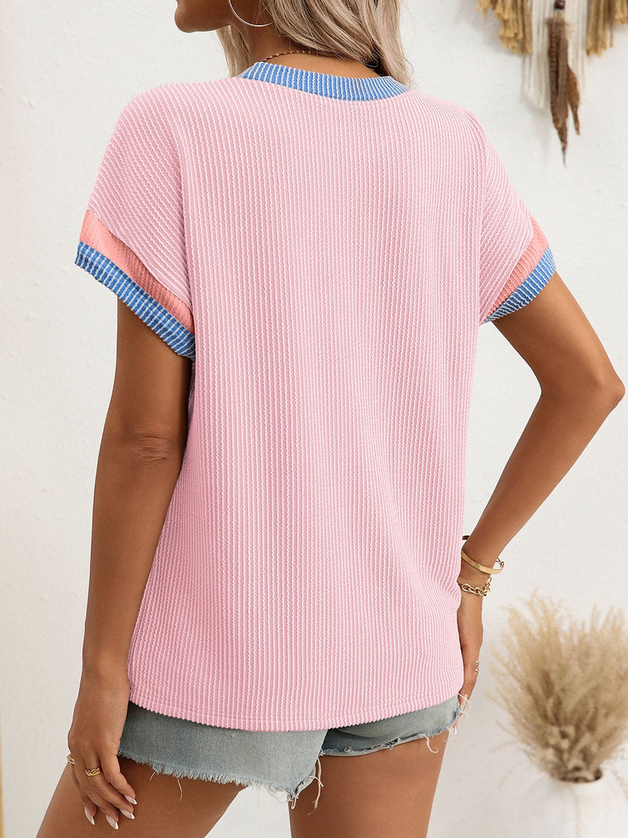 Summer Casual T Shirt for Women in Twisted Striped Color Blocked Style - Picture 39 of 82