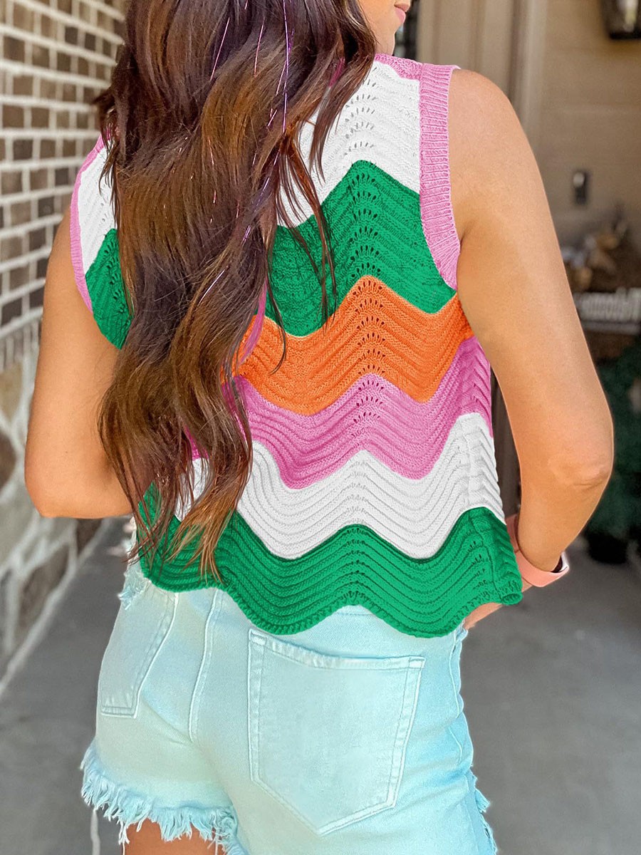 Lightweight Colorblocking Roundneck Vest for Women Fashionable Casual Style - Picture 40 of 72