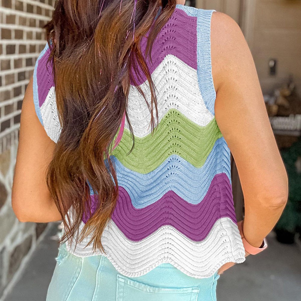 Lightweight Colorblocking Roundneck Vest for Women Fashionable Casual Style - Picture 58 of 72