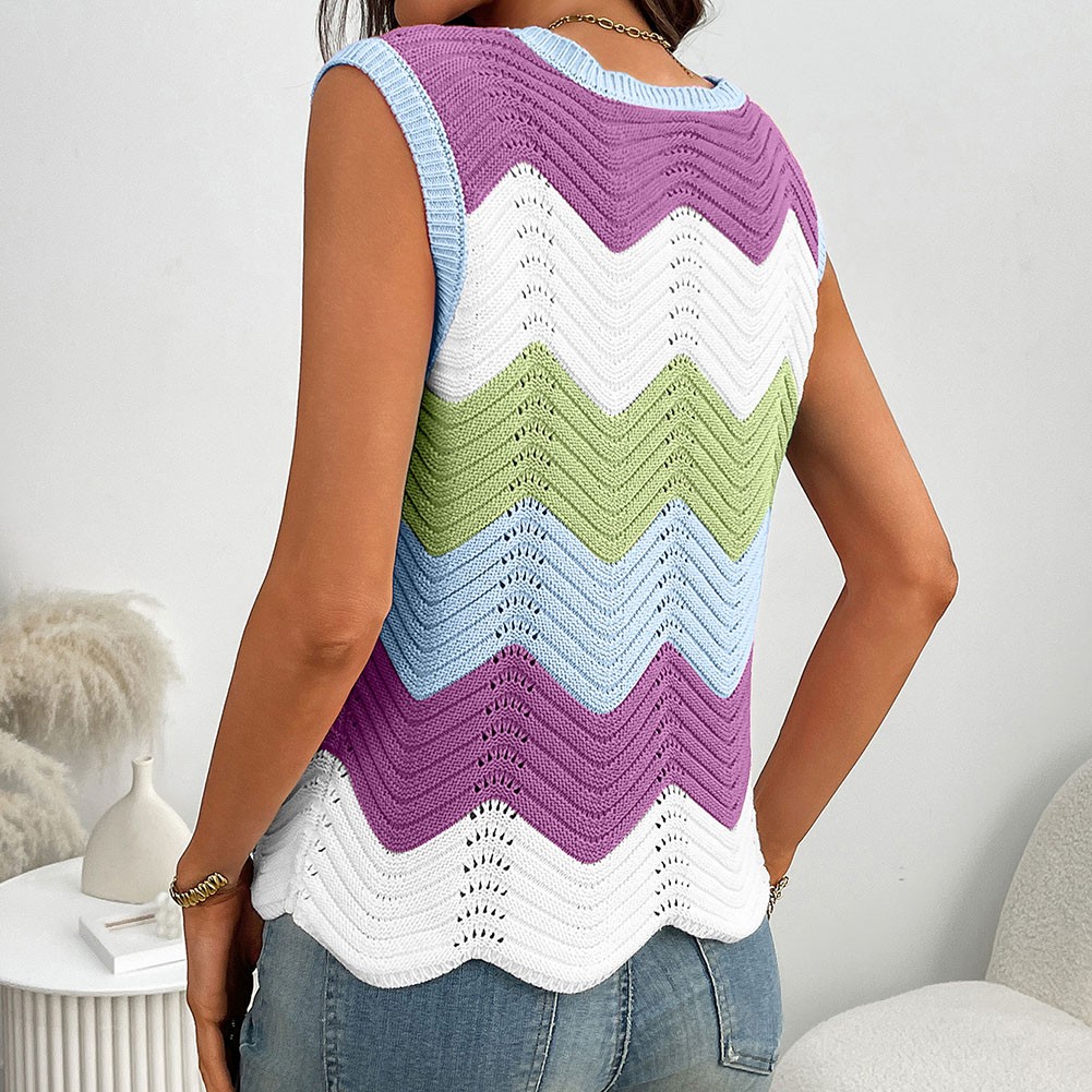 Lightweight Colorblocking Roundneck Vest for Women Fashionable Casual Style - Picture 57 of 72