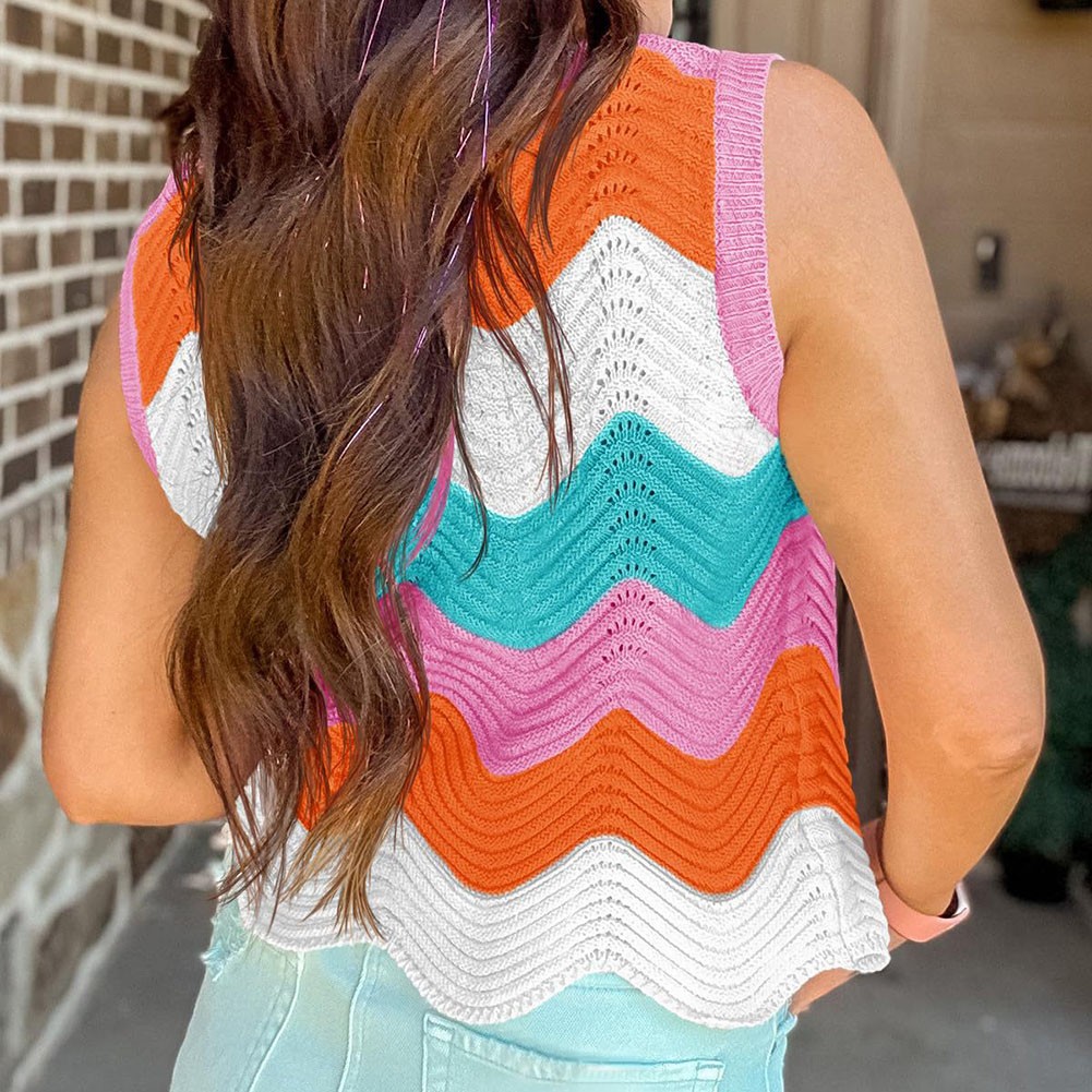 Lightweight Colorblocking Roundneck Vest for Women Fashionable Casual Style - Picture 36 of 72