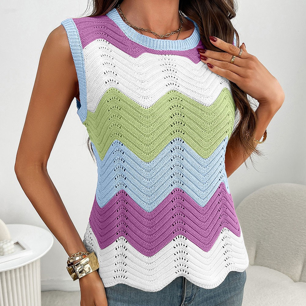 Lightweight Colorblocking Roundneck Vest for Women Fashionable Casual Style - Picture 56 of 72