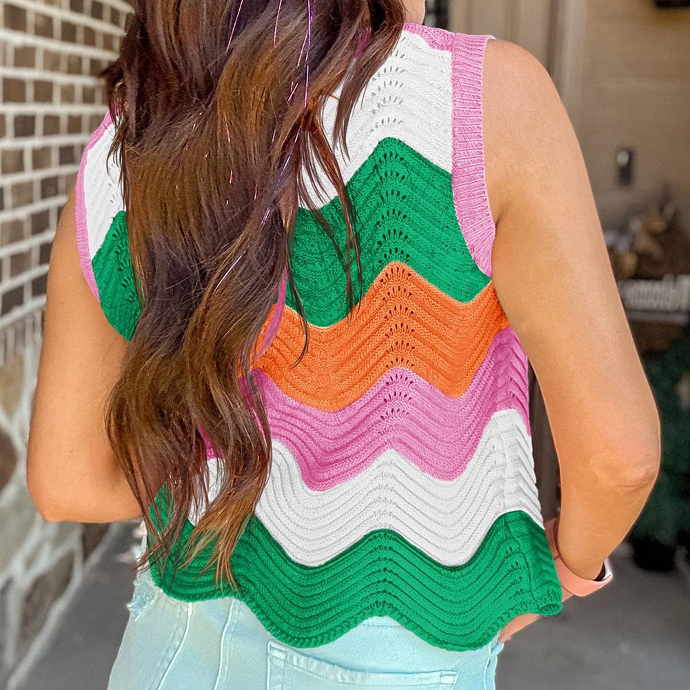 Lightweight Colorblocking Roundneck Vest for Women Fashionable Casual Style - Picture 44 of 72