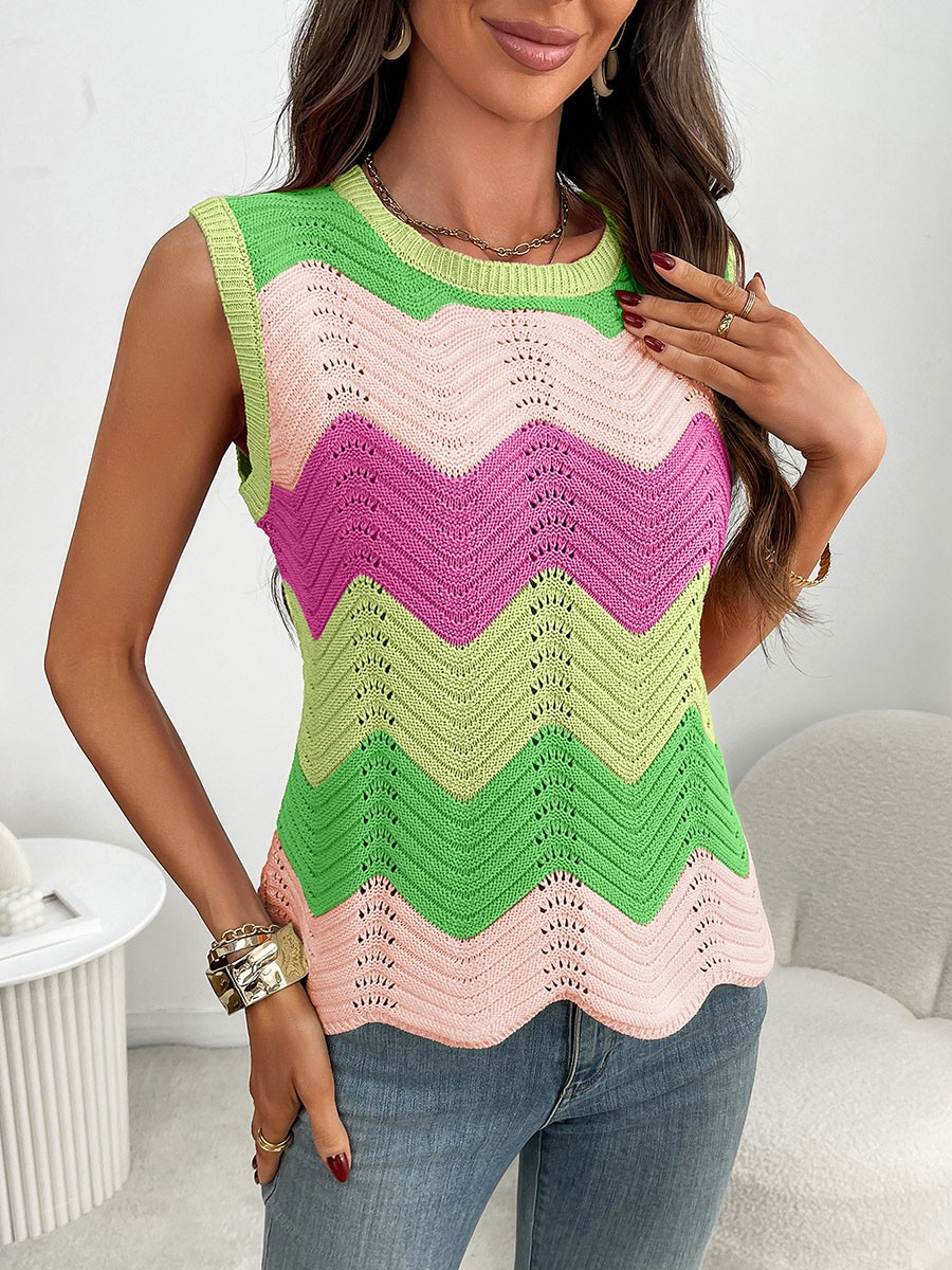Lightweight Colorblocking Roundneck Vest for Women Fashionable Casual Style - Picture 63 of 72