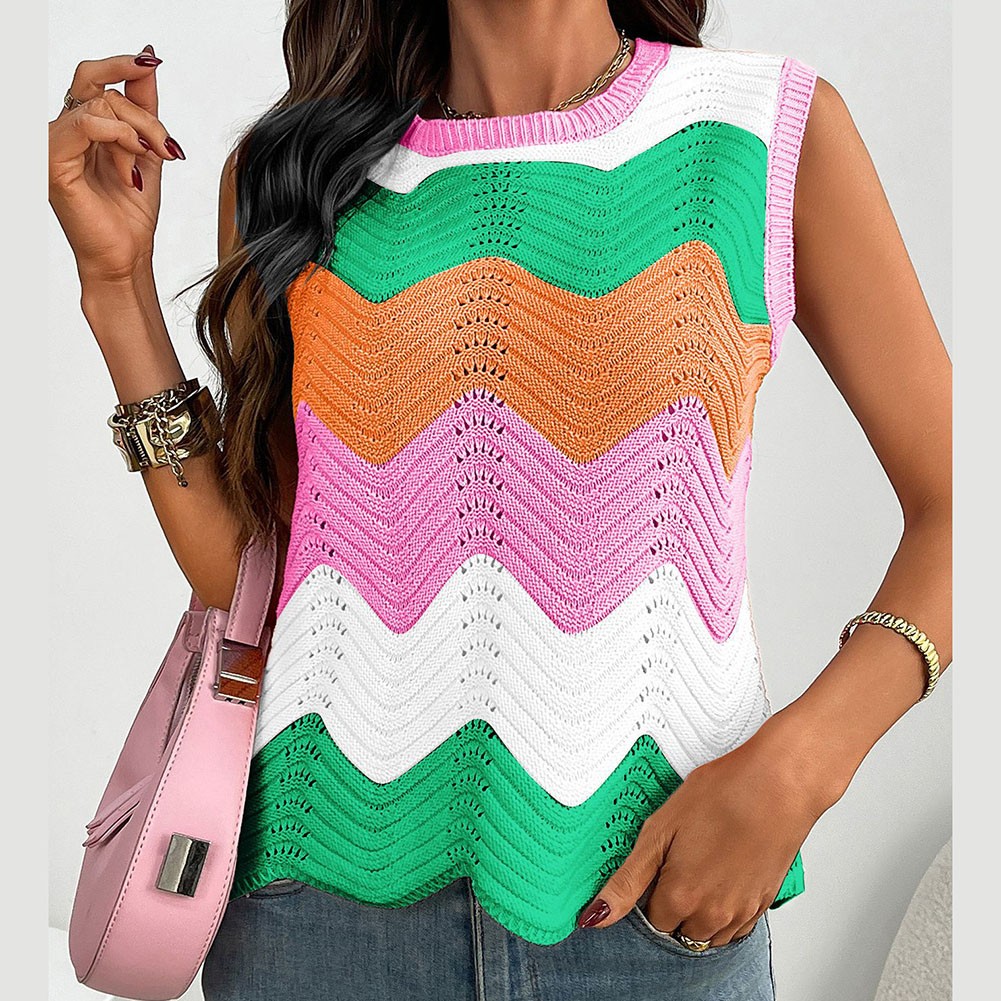 Lightweight Colorblocking Roundneck Vest for Women Fashionable Casual Style - Picture 45 of 72