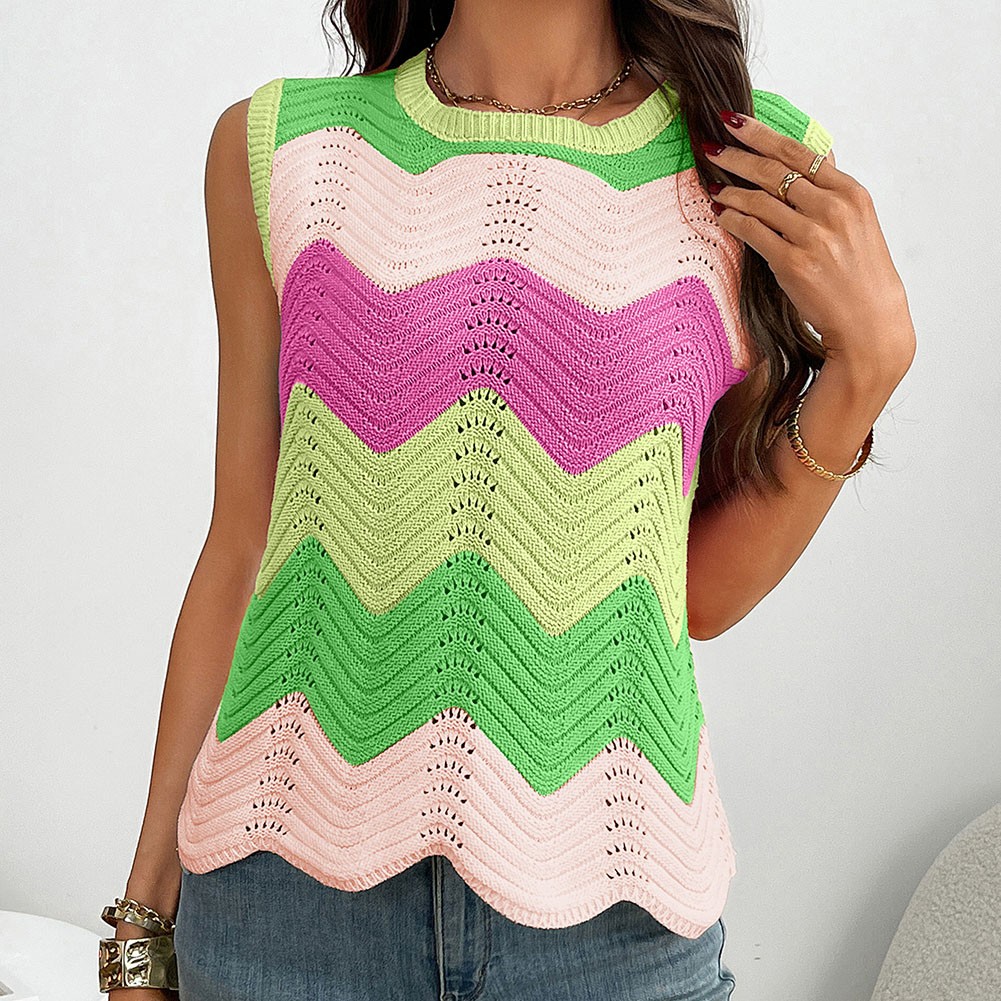 Lightweight Colorblocking Roundneck Vest for Women Fashionable Casual Style - Picture 70 of 72