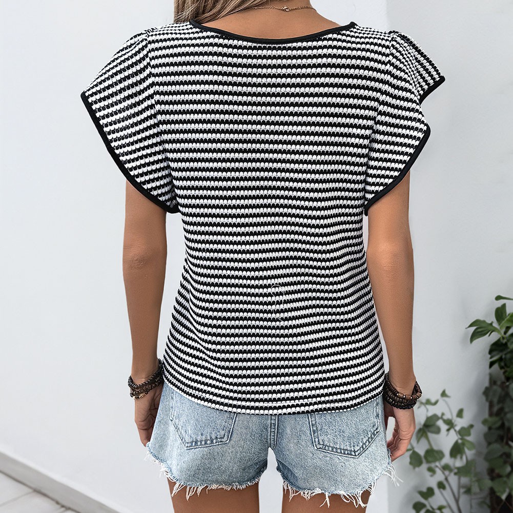 Casual and Comfortable Women's T Shirt with Striped Pattern for Leisure and Fun - Picture 43 of 72