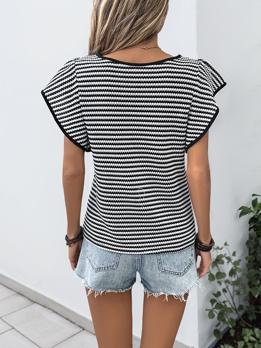Casual and Comfortable Women's T Shirt with Striped Pattern for Leisure and Fun - Picture 26 of 72